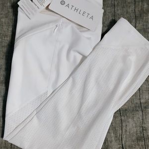 Athleta Mesh Contender Capri, NWT, white, M